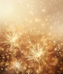 Abstract shiny Christmas festive background with golden fireworks and glitter