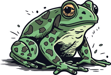 Frog. Vector illustration of a green frog on a white background.