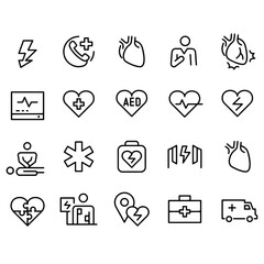 AED and Emergency Icons vector design - obrazy, fototapety, plakaty