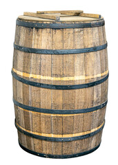 Old wooden barrel on isolated background.