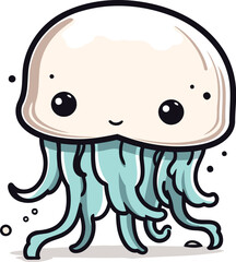 Cute jellyfish. Vector illustration of a cartoon sea animal.