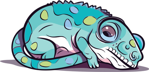 Cartoon Chameleon. Vector illustration isolated on white background.