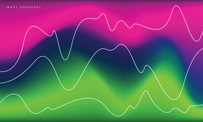 Colorful blurred wavy gradient mesh background. Fluid color gradation with wavy lines ornament. Vibrant color backdrop for poster, banner, presentation, leaflet, brochure.