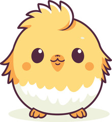 Cute cartoon chicken. Vector illustration isolated on a white background.