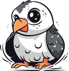 Cute cartoon penguin isolated on white background. Vector illustration.