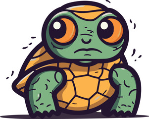 Obraz premium Turtle vector illustration. Cute cartoon turtle with angry face.