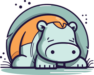 Hippopotamus icon. Cute cartoon hippo. Vector illustration