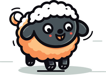 Cute sheep cartoon character vector illustration. Cute sheep icon.