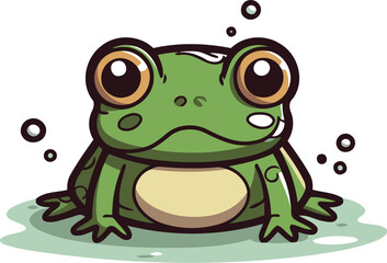 Frog. Cute cartoon character. Vector illustration isolated on white background.