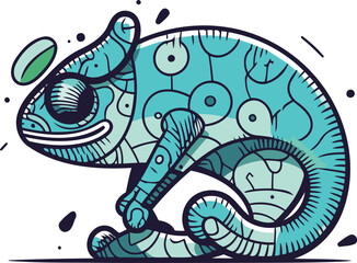 Chameleon. Hand drawn chameleon. Vector illustration.