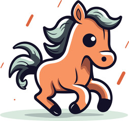 Cartoon horse running vector illustration. Isolated on white background.