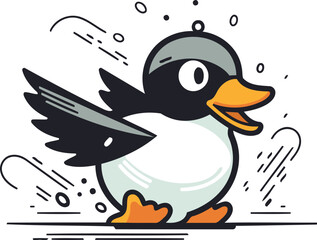 Cute cartoon penguin. Vector illustration isolated on white background.