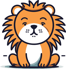 Cute cartoon lion. Vector illustration isolated on a white background.