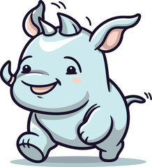 Cartoon rhinoceros running. Cute cartoon character.