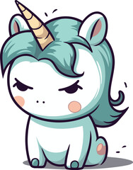Cute cartoon unicorn. Vector illustration isolated on a white background.