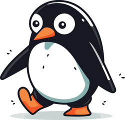 Cute cartoon penguin. Vector illustration isolated on white background.