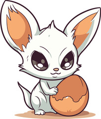 Cute little bunny with egg. Vector illustration of a cartoon character.