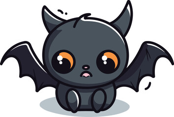 Cute little bat character vector illustration design. Halloween cartoon style.