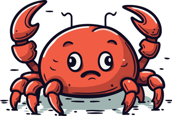 Cartoon crab. Vector illustration. Isolated on white background.