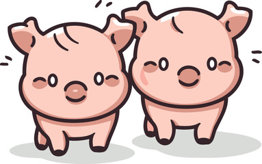 Cute pig cartoon doodle vector illustration. Cute pig icon.