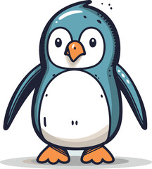 Obraz premium Cute penguin cartoon. Vector illustration isolated on white background.
