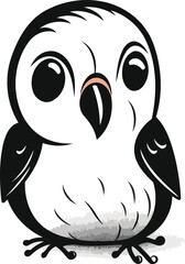 Cute cartoon owl sitting on a white background. Vector illustration.