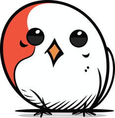 Cute Bird Cartoon Character Vector Illustration. Isolated On White Background