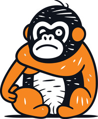 Naklejka premium Gorilla monkey. Vector illustration in doodle style.
