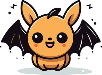 Cute Bat Character Vector Illustration. Mascot Design Concept