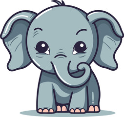Cute elephant cartoon vector illustration. Cute little elephant character.