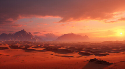 Naklejka premium desert landscape view at sunrise sunset, picturesque