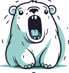 Polar bear vector illustration. Cute cartoon polar bear character.
