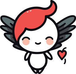 Cute Cupid Vector Illustration. Cute Cupid Cartoon Character.