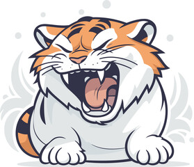 Angry tiger. Vector illustration. isolated on a white background.