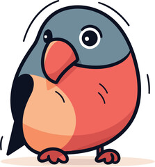 Bullfinch vector illustration. Cute cartoon bullfinch character.