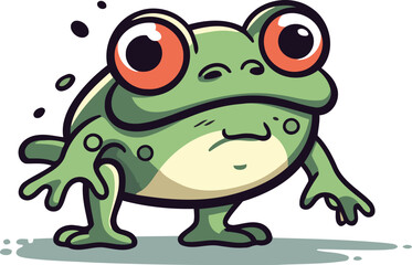 Frog cartoon character. Vector illustration isolated on a white background.