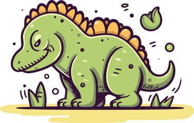 Cute cartoon dinosaur. Vector illustration isolated on a white background.