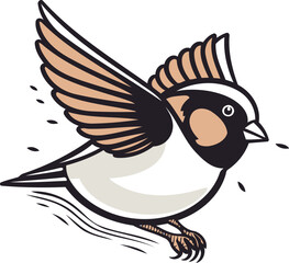 Illustration of a swallow bird flying isolated on a white background.