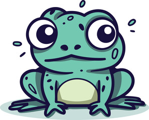 Cute cartoon frog. Vector illustration. Isolated on white background.