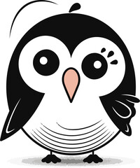 Cute cartoon penguin. Vector illustration. Isolated on white background.