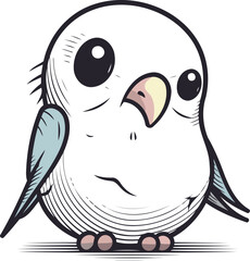 Vector illustration of a cute cartoon little bird isolated on white background.