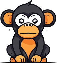 Fototapeta premium Monkey Cartoon Mascot Character Vector Illustration. Animal Character