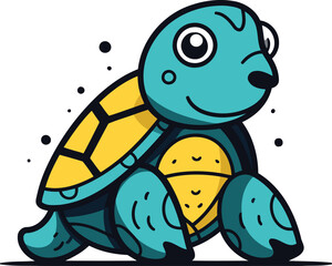 Cute little baby turtle. Vector illustration in flat cartoon style.