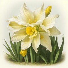 a bouquet of yellow daffodils on a white background
