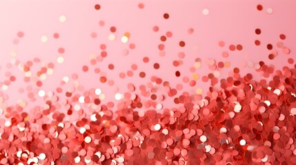 Background of Confetti Sprinkles in Light Red Colors. Festive Template for Holidays and Celebrations