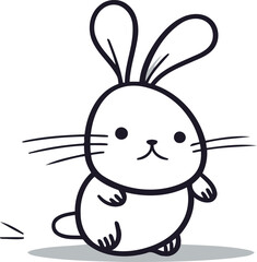 Cute cartoon rabbit. Vector illustration. Hand drawn doodle.