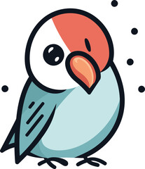 Cute cartoon doodle bird. Hand drawn vector illustration.