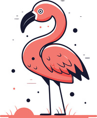 Flamingo. Colorful vector illustration in flat cartoon style.