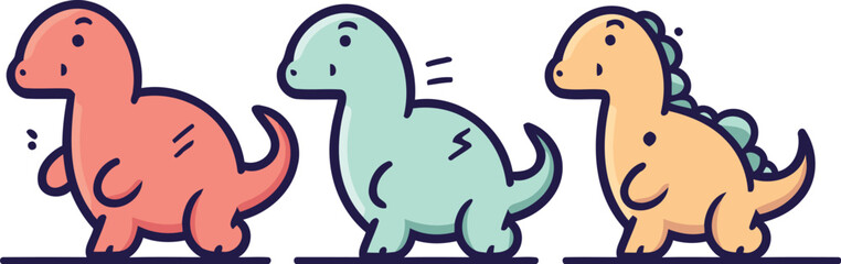 Cute dinosaurs. Vector illustration in doodle cartoon style.