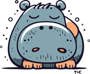 Cute hippopotamus. Vector illustration of a cartoon hippo.